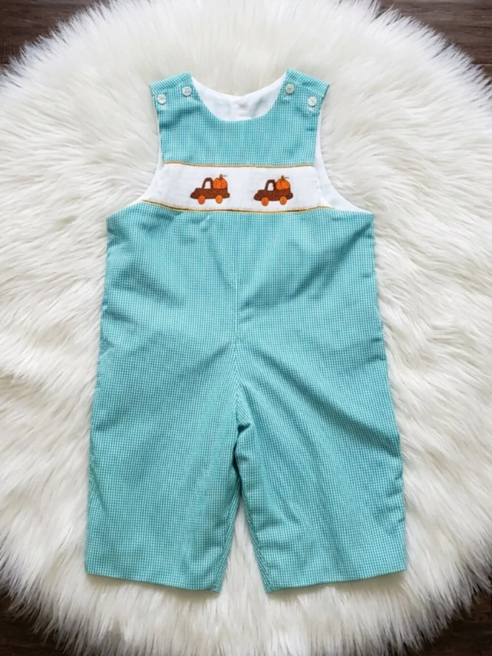 Smocktions Pumpkin Smocked Longalls Size 6m